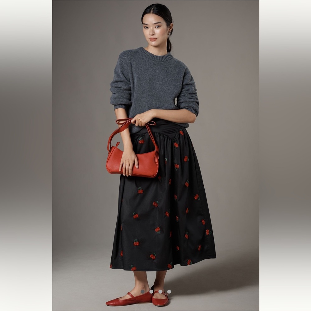 Anthropologie Avec Les filles cherry appliqué skirt